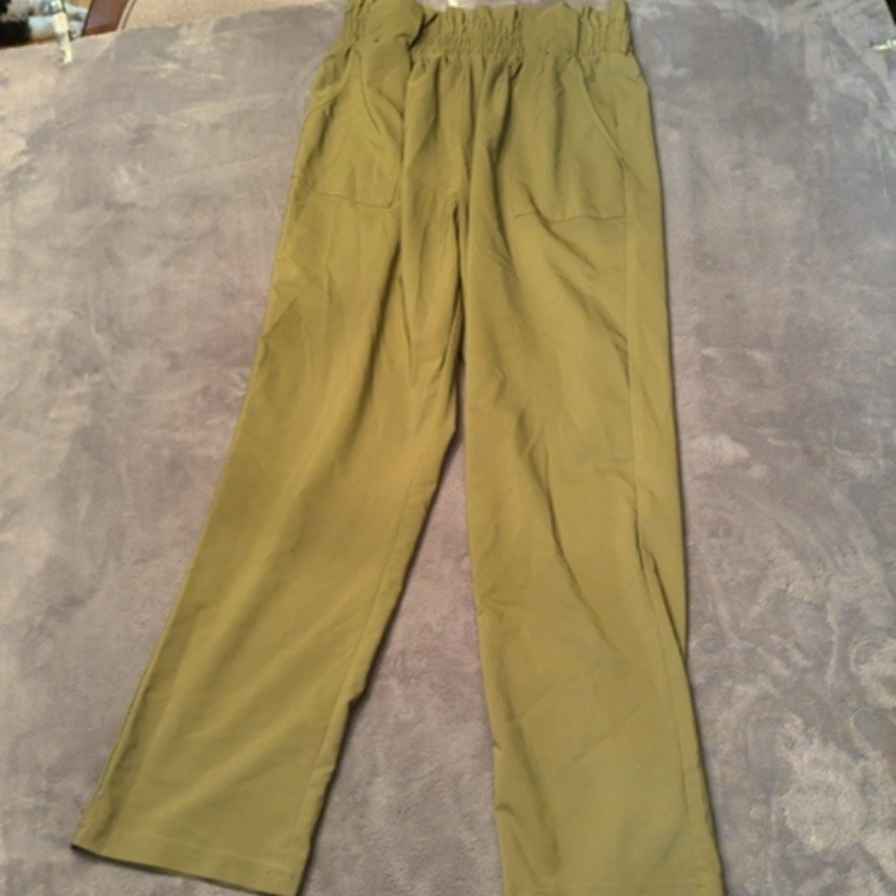 Kancy Kole Pants Women XXL Olive High Waisted Paperbag Casual Relaxe Fit